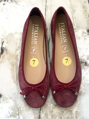 Italian Shoemakers Burgundy Suede Ballet Flats